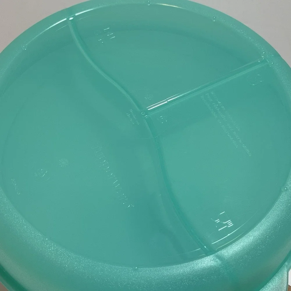 Tupperware Crystal Wave Plus #3284C Divided Container Dish w/ Lid Teal Blue Nice
